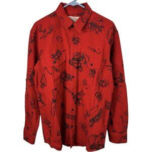 Filson VTG Men’s Wash Alaskan Guide Yukon Route Button Up Flannel Shirt Red M